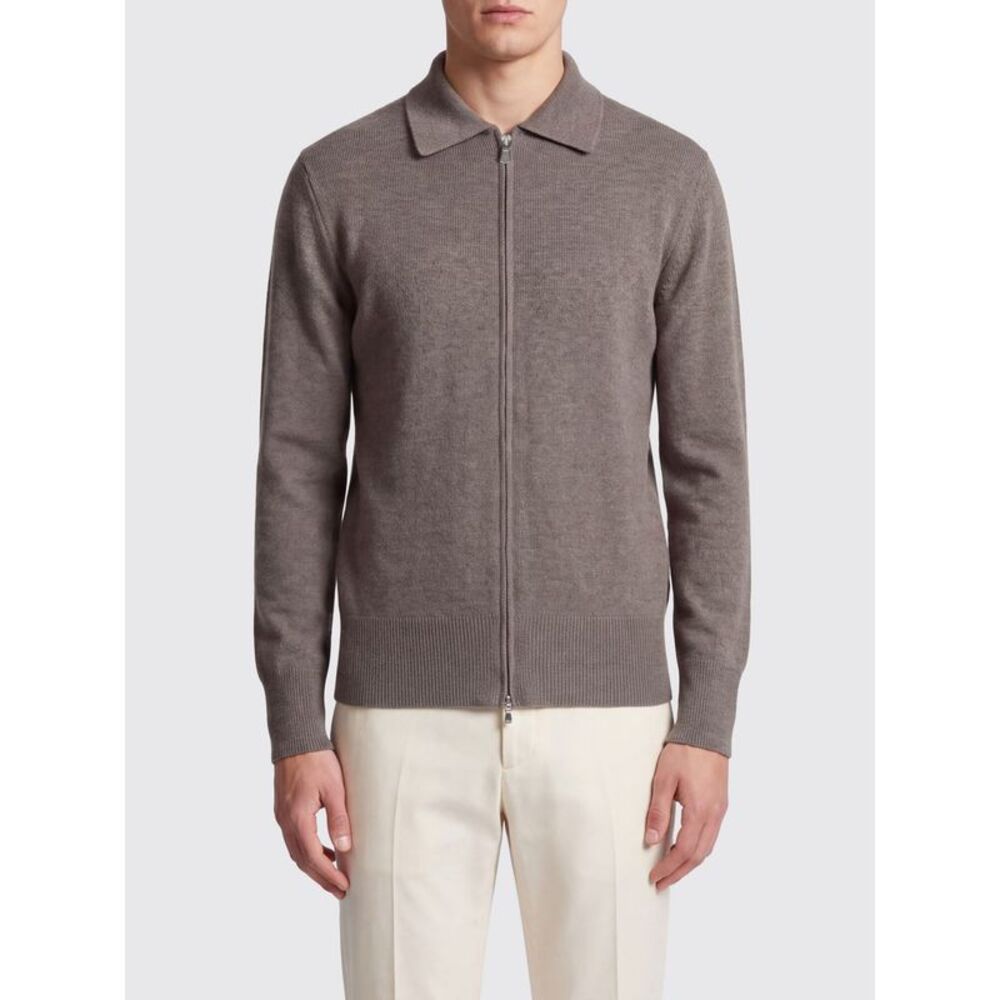 Eleventy Men Long-Sleeved Wool Polo Cardigan Eleventy With Zip Closure